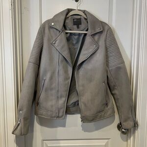 Men’s ASOS Faux Suede Biker Jacket In Gray